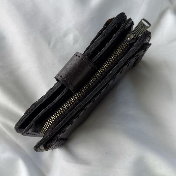 Patricia Nash Leather Womens Wallet Brown 5x3 Zipper & Snap Multi Compartment - Picture 4 of 8